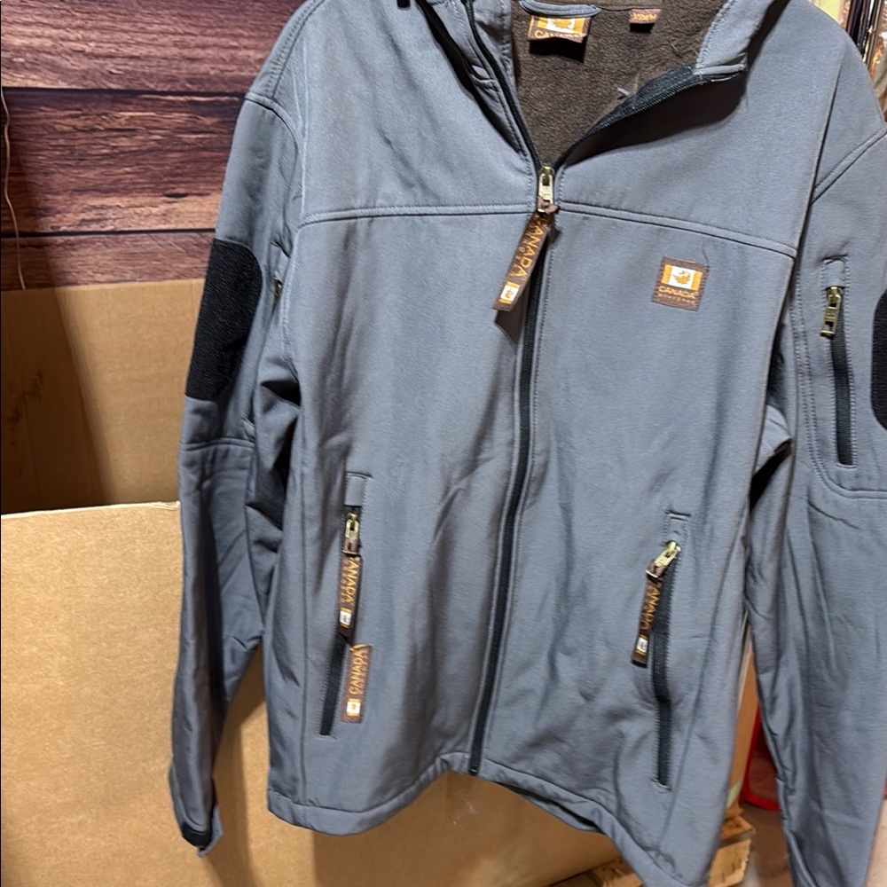 Canada Work year size men’s medium jacket, Charcoal Full-Zip Jacket with Pockets